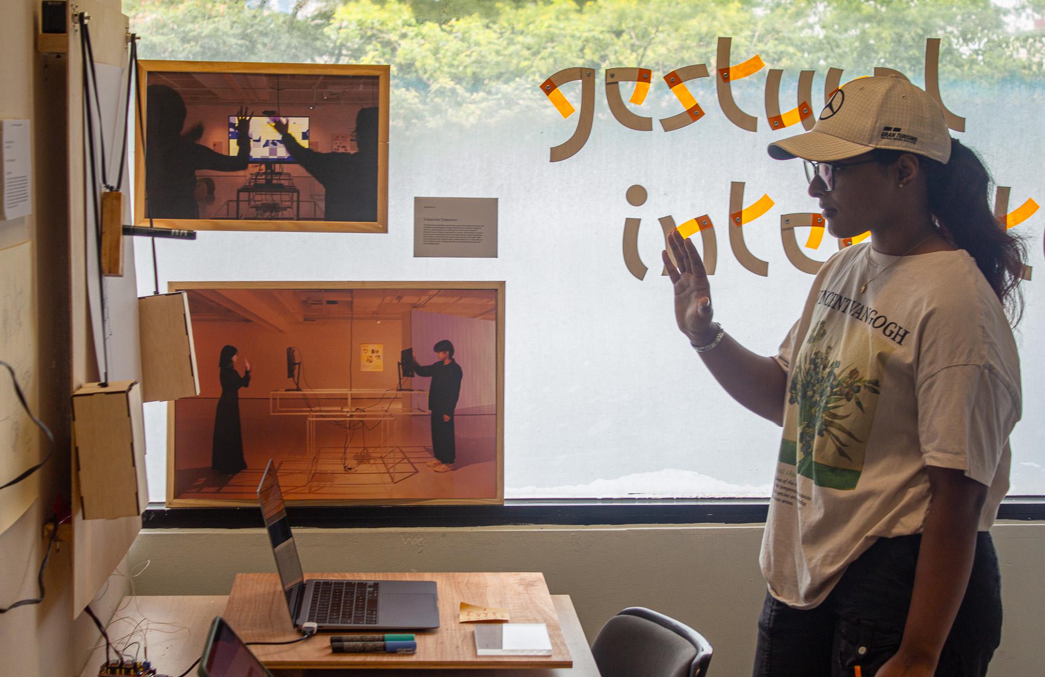 User interacting with Tacto-Tunes playmat