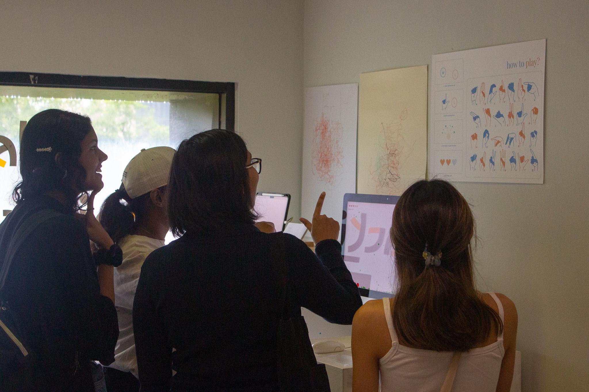 Close-up of conductive threads on the playmat