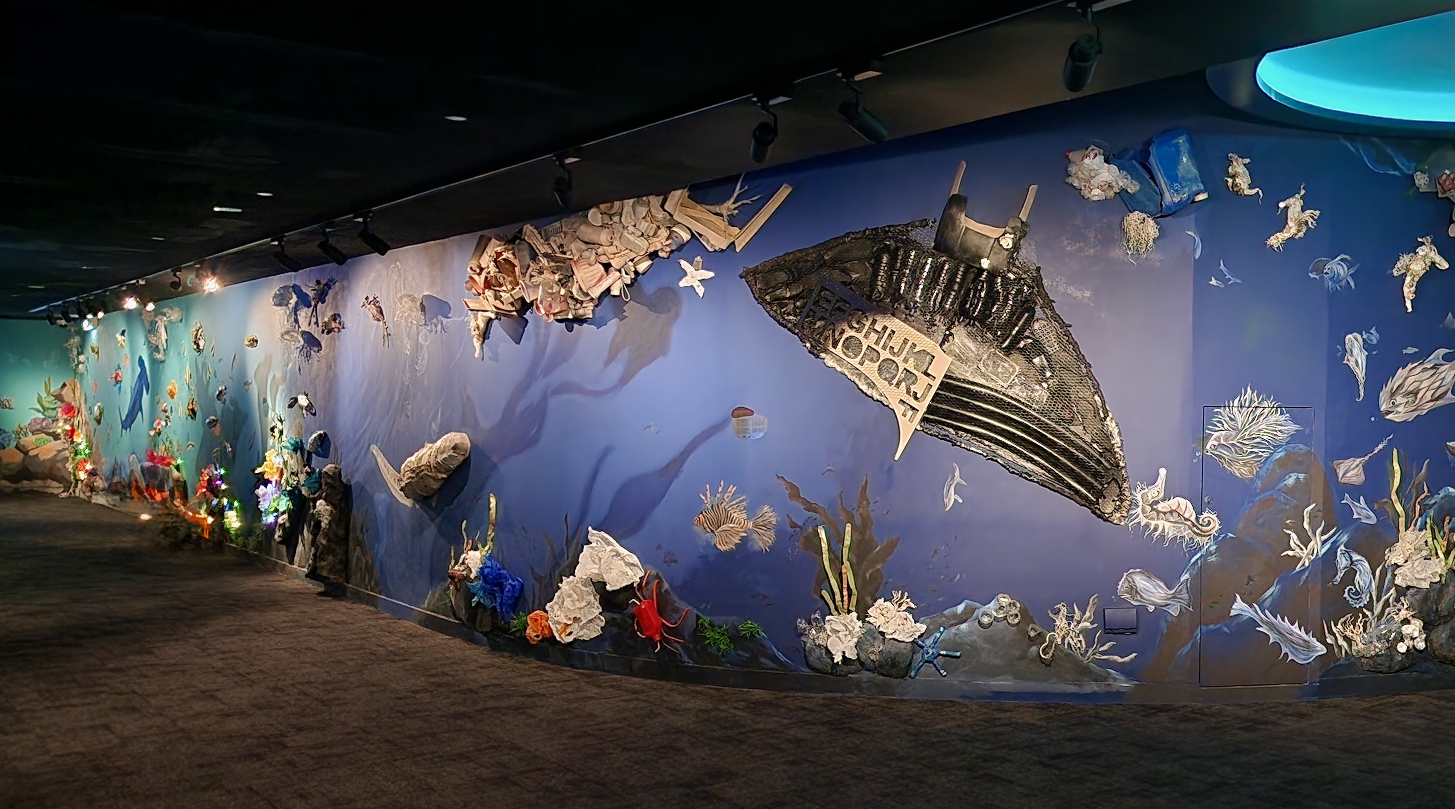 Visitors interacting with projection-based installation