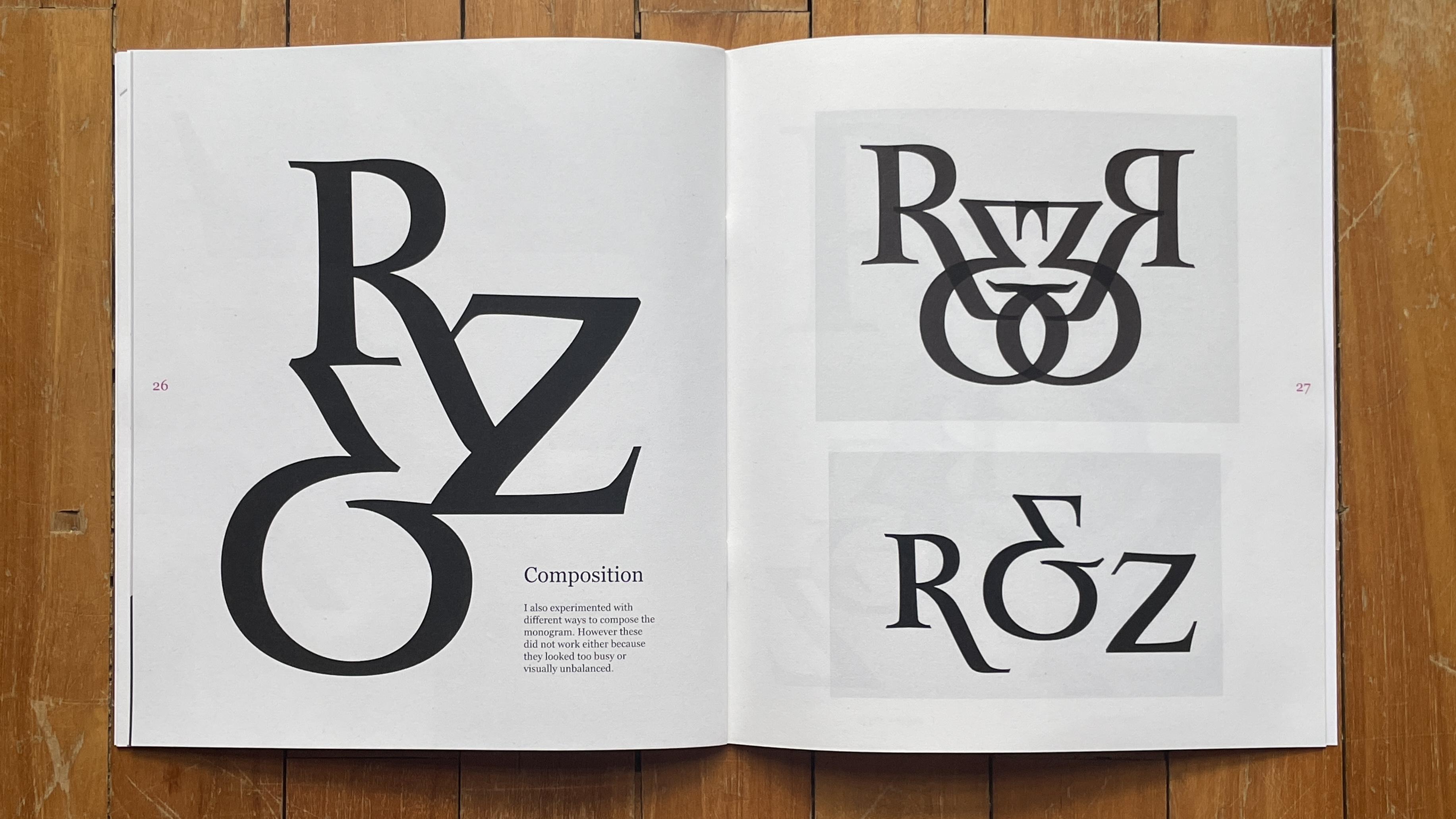 Final R & Z monogram showcased in print